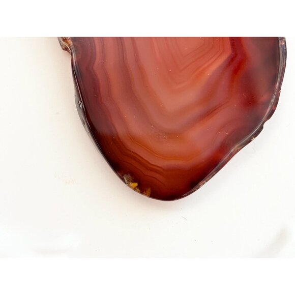 Brown Sliced Agate Stone Freeform Shaped Large Silver Toned Vintage Pendant - Picture 8 of 14